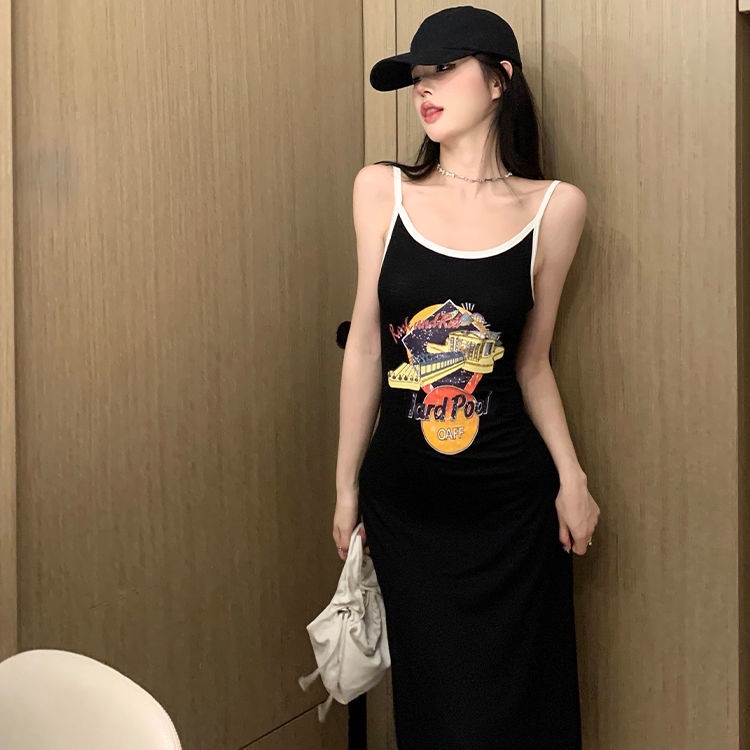 Đầm Hai Dây Mùa Hè Mỏng Nhẹ In Họa Tiết Phong Cách Hàn Quốc Cho Nữ