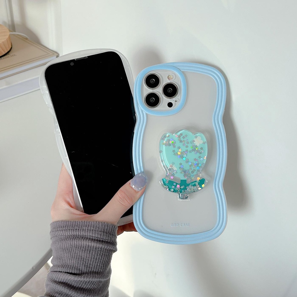 Ốp Điện Thoại Tpu Mềm Trong Suốt Chống Rơi Họa Tiết Hoa Tulip Gắn Giá Đỡ Cho iPhone 11 12 13 pro max xr x xsmax