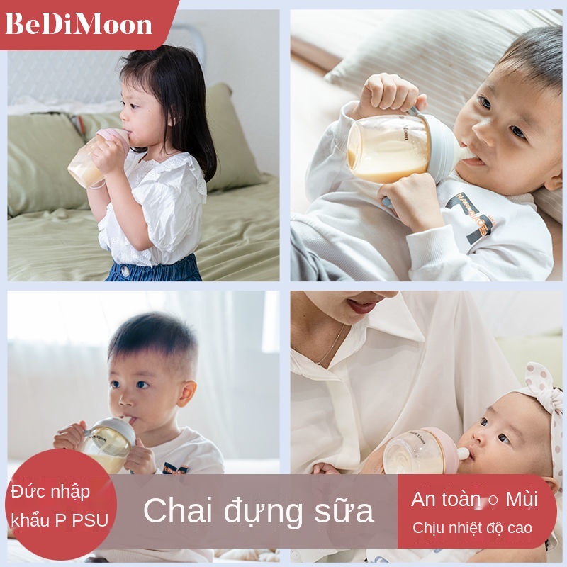 Bình sữa cho trẻ sơ sinh bằng PPSU chống rơi/ chống sặc cho bé 0-3 tháng tuổi