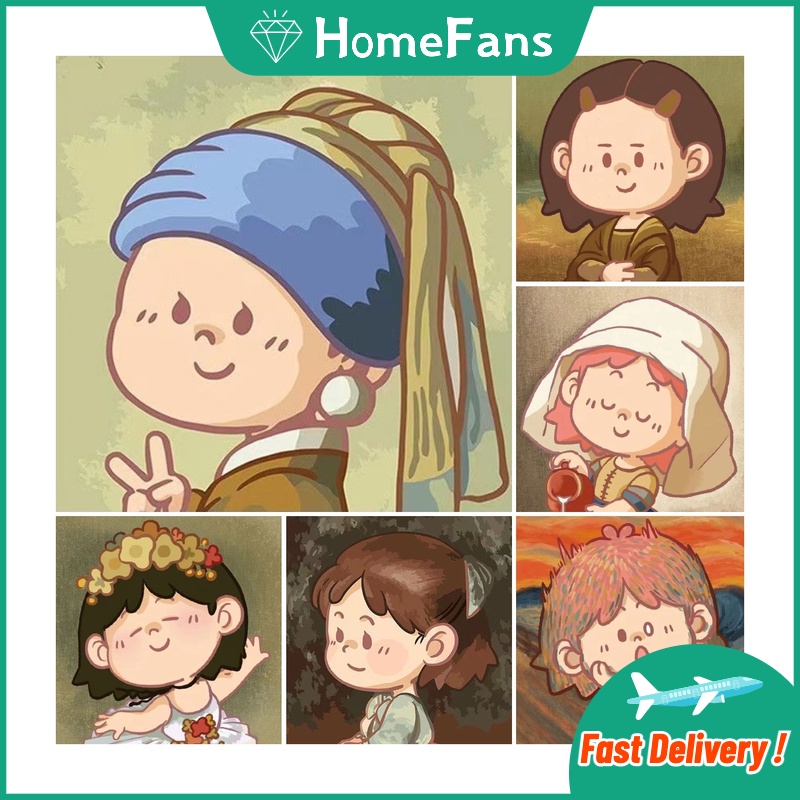 Bộ Tranh Đính Đá 5D Tự Làm 30x30cm / 40x40cm / 50x50cm Hình Nhân Vật Hoạt Hình Dễ Thương Trang Trí Nhà Cửa