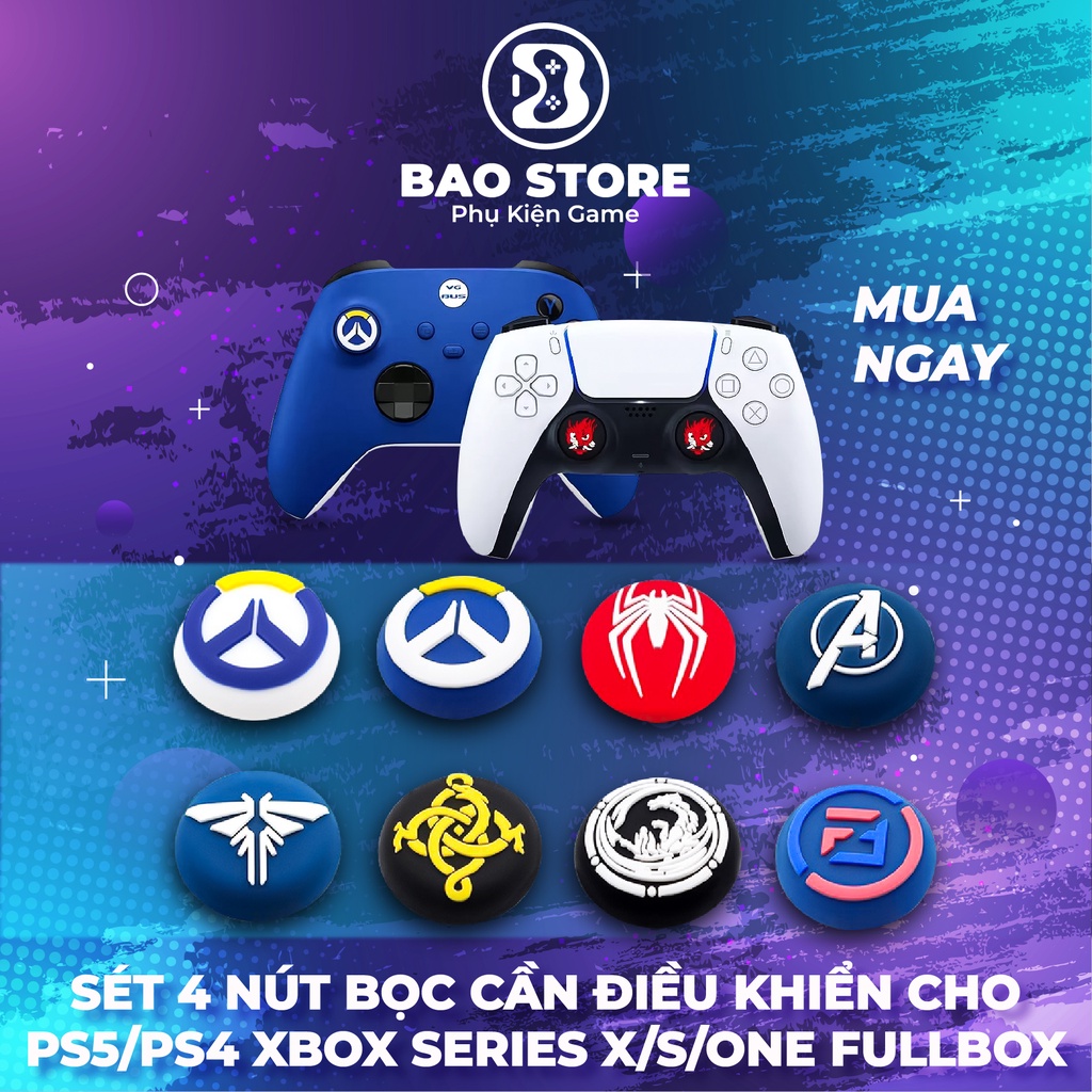 Bọc Nút Analog Cần Xoay Cho Tay Cầm Ps5/Ps4/Xbox Series X/S/One FullBox, Sét 4 nút l Chất liệu silicon