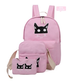 Set balo mèo Nhật (balo+túi chéo+hộp bút)