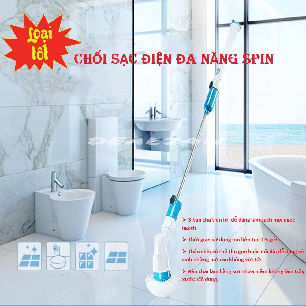 Chổi sạc điện đa năng 3 đầu Spin 300RPM- Máy Chà, tẩy rửa Vết Bẩn vệ sinh-nhà tắm Thông Minh 360 Độ ,Tiện lợi Dễ Sử dụng