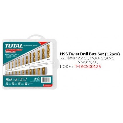 Bộ 12 mũi khoan kim loại TOTAL TACSD0125