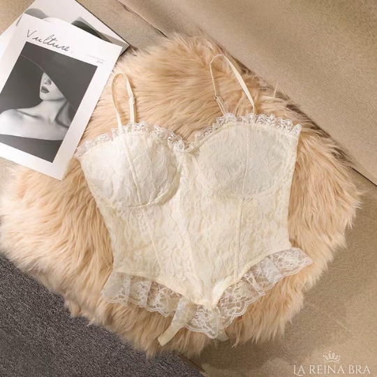 ÁO CORSET tiểu thư LA REINA BRA - LRCC041 phối ren thiết kế nơ buộc sau lưng hàng cao cấp