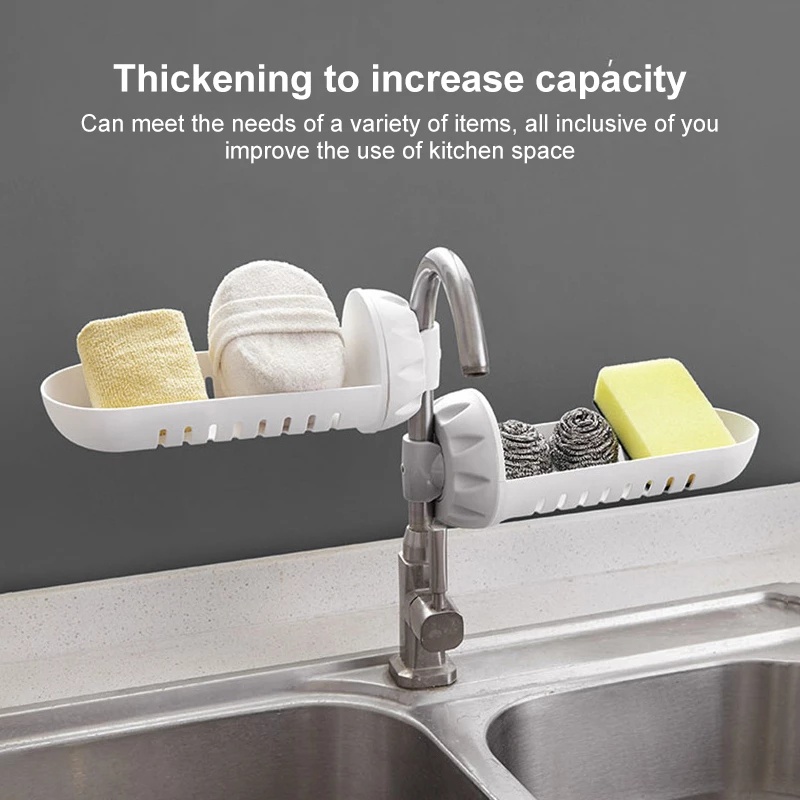 Giá gác miếng xốp rửa chén/khăn lau/miếng chà nồi không cần khoan dễ điều chỉnh cho nhà tắm và nhà bếp