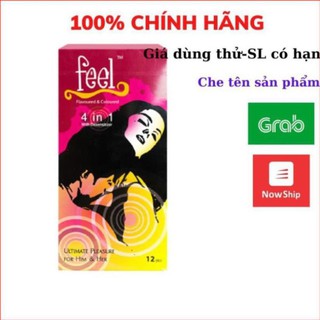 Bao cao su feel 4 in 1 - siêu mỏng, gân, gai - hộp 12 bao
