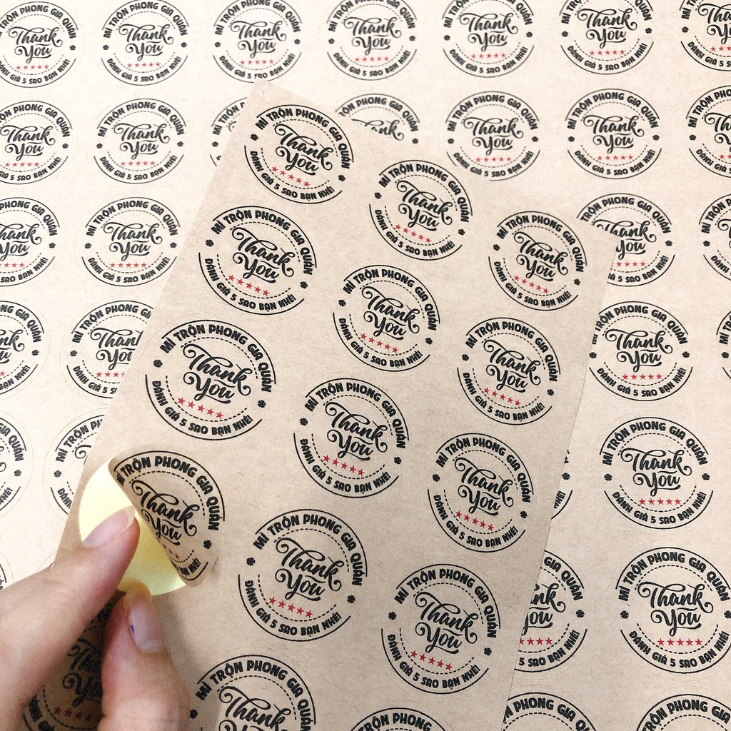 140 tem Thank you giấy kraf siêu vintage - Đánh giá 5 sao, Cắt Sẵn | Đẹp - Nhanh - Rẻ