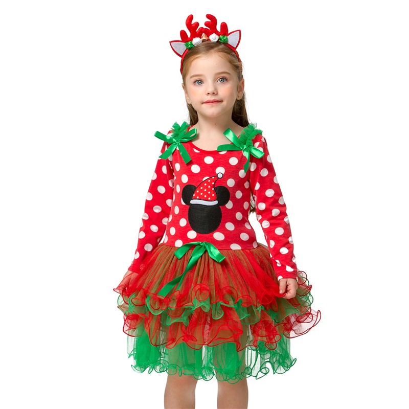 Váy đỏ hóa trang ông già Noel xinh xắn cho bé gái