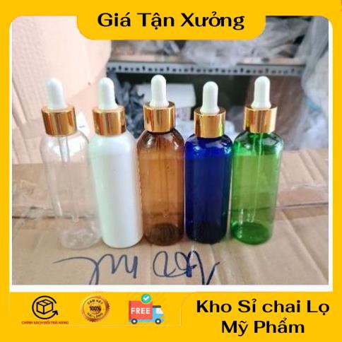 Lọ Chiết Serum ❤ TRÙM SỈ ❤ [30ml,50ml,100ml] Chai nhựa pet đựng tinh dầu bóp giọt Khoen vàng chiết mỹ phẩm .