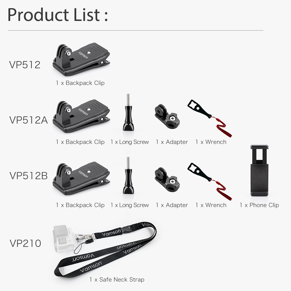 Kẹp Gắn Camera Gopro Go Pro Hero 7 6 5 4 360 Độ Cho Xiaomi yi SJCAM SJ4000 VP512