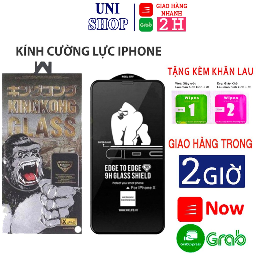 Kính cường lực kingkong iphone 7 plus, dán full màn các đời iphone - Uni Shop