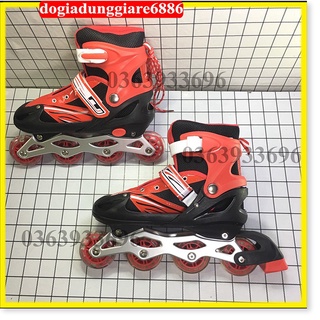 Giày trượt patin trẻ em bánh xe phát sáng full bảo hộ chân tay và mũ  hàng chất lượng 4 bánh dọc