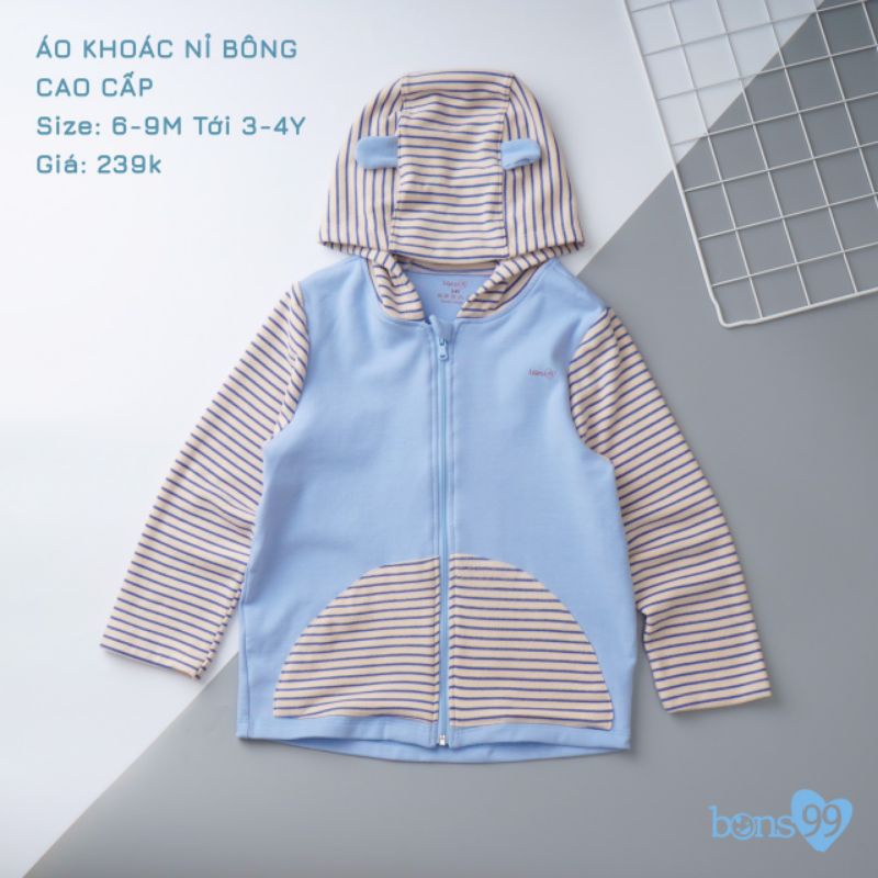 Bons99 - Áo khoác nỉ Bons99 hàng đẹp dày dặn cho bé 6-16kg