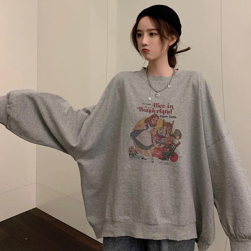 NRVP Áo hoodie tay dài dáng rộng phong cách Hàn Quốc mới dành cho nữ