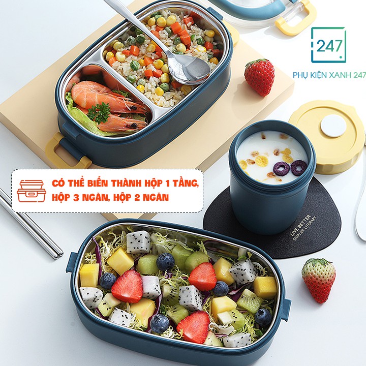 Hộp cơm văn phòng, INOX 304 cao cấp, giữ nhiệt, bảo quản thức ăn siêu tốt, 2 tầng lúa mạnh an toàn cho sức khỏe | BigBuy360 - bigbuy360.vn