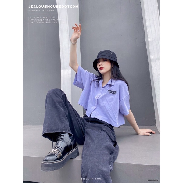 Áo phông nữ, áo thun zip cropped polo Jealous Product 5805