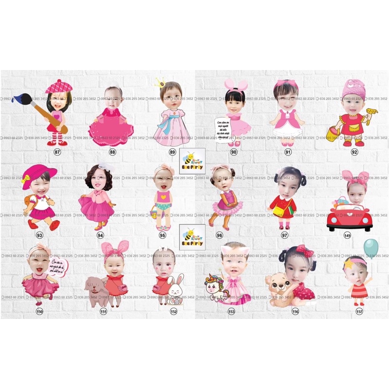 Chibi sinh nhật cho bé gái, thiết kế hình Chibi trang trí tiệc sinh nhật