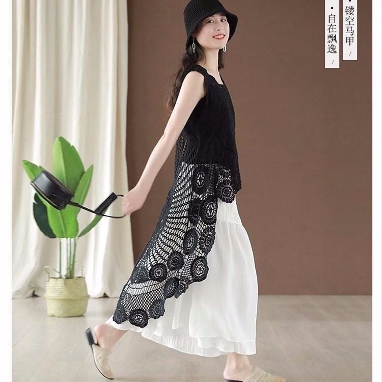 [LININ] Áo Cotton Dệt Kim Lửng Dáng Rộng Ngắn Lưng Phong Cách Retro Cho Nữ