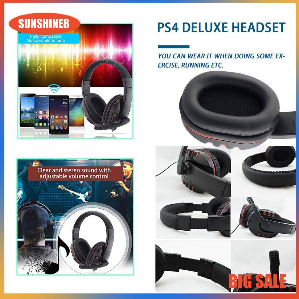 【SUN】Wired 3.5mm Headset Headphone Earphone Music Microphone For PS4 Game PC Chat