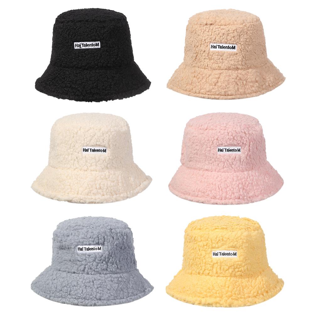 Mũ Bucket Chất Liệu Cotton Lông Cừu Chống Nắng Thời Trang Mùa Đông Cho Bé Trai Và Gái