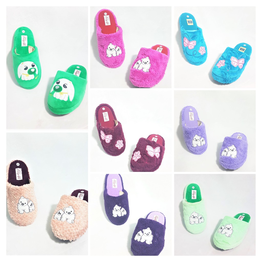 Dép Đi Trong Nhà Thêu Thú Bông Easy Life Slippers ( Giao màu ngẫu nhiên)