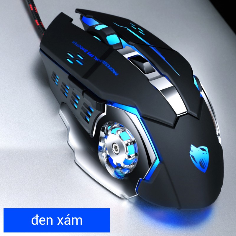 [FREESHIP] Thunder Wolf V6 chuột chơi game đèn LED có dây ăn gà máy tính