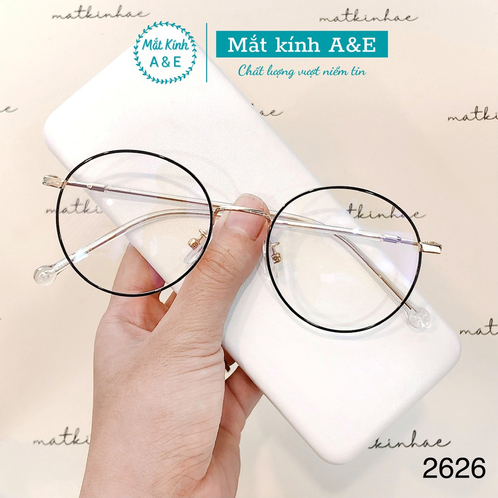 Kính mắt tròn nữ AMIE Eyewear gọng kính cận kim loại thiết kế thời trang thanh mảnh nhẹ nhàng 2626