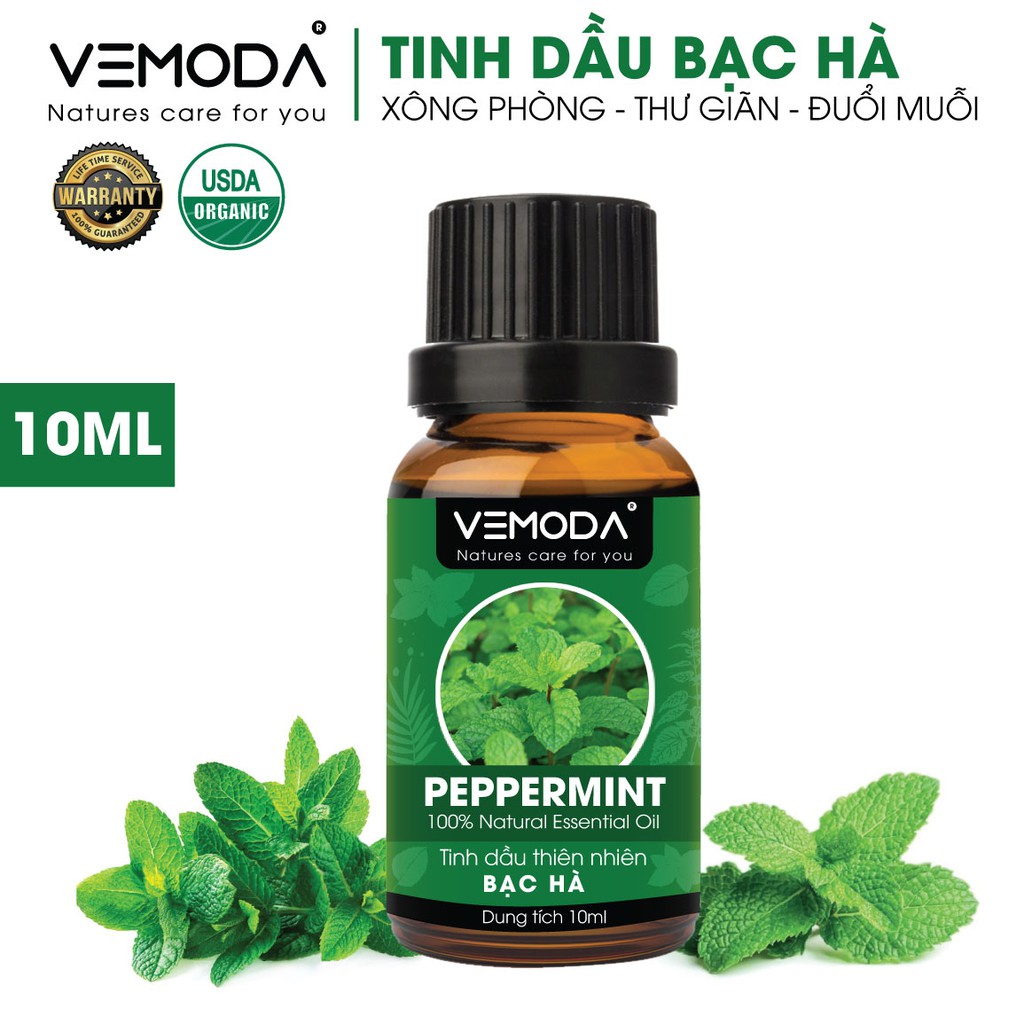 Tinh dầu Bạc hà cao cấp Vemoda khử mùi, kháng khuẩn, tinh dầu xông phòng, thơm phòng, thư giãn, đuổi muỗi