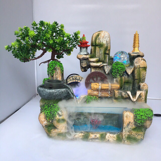 Hòn non bộ tiểu cảnh, bể nuôi cá có máy bơm nước, quả cầu thủy tinh | BigBuy360 - bigbuy360.vn