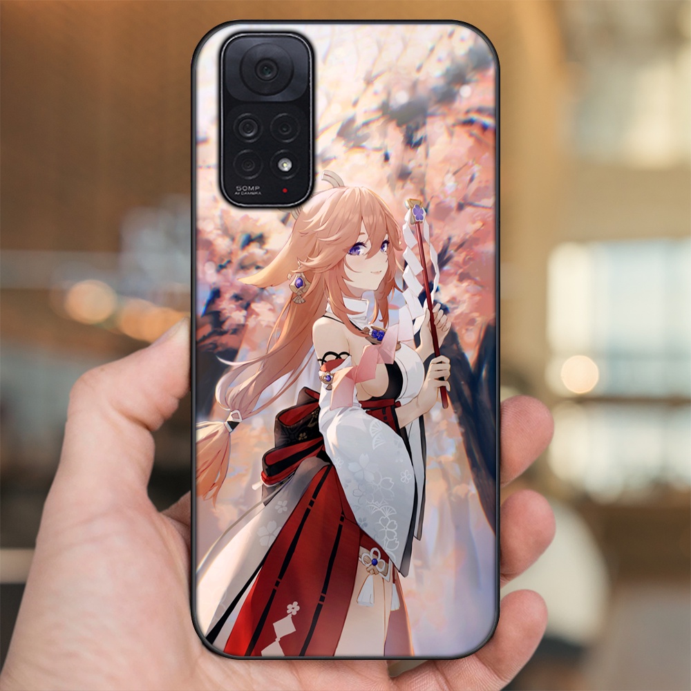 Ốp lưng Xiaomi Redmi Note 11, Note 11s viền đen in hình Yae Miko Genshin Impact