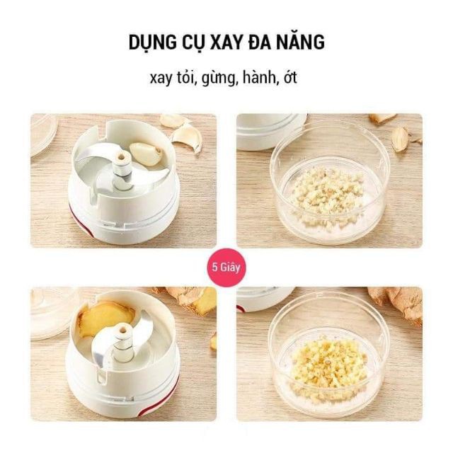 Máy xay tỏi ớt kéo tay mini đồ dùng nhà bếp chuyên dụng - Máy xay tỏi ớt, gừng, rau củ quả mini nhỏ gọn tiện lợi