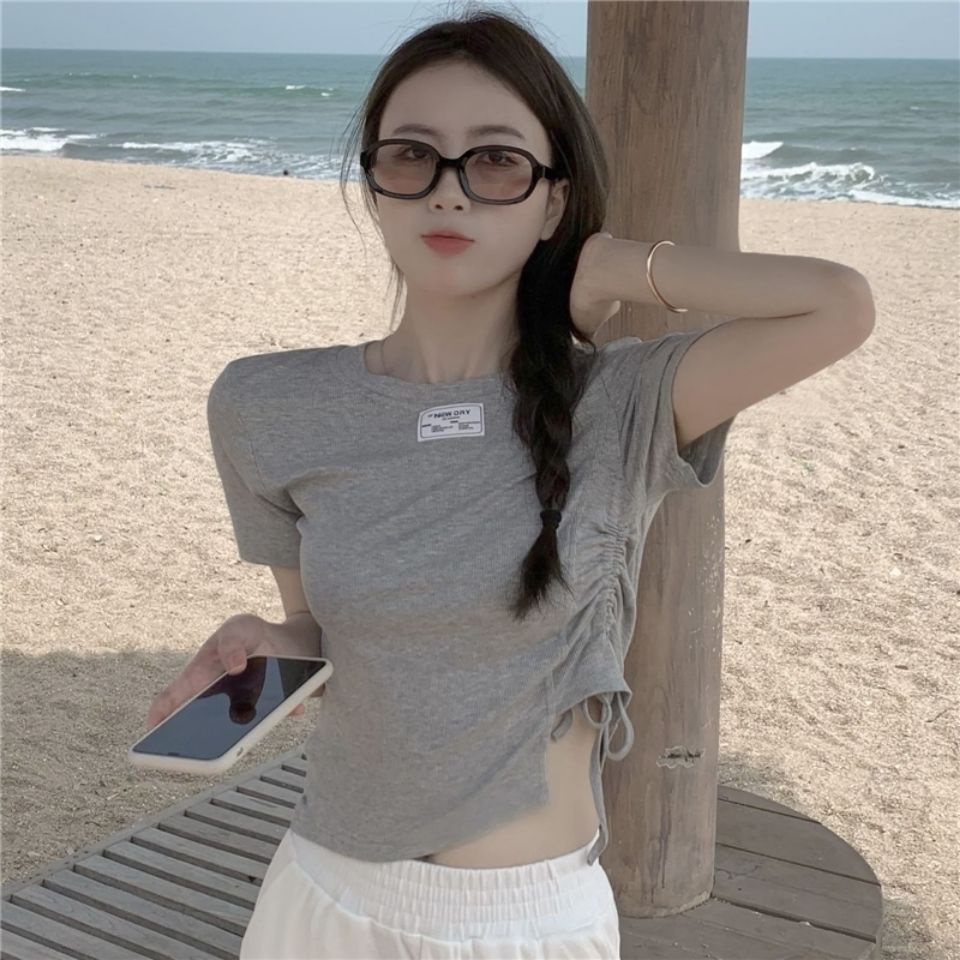 Áo Thun Tay Ngắn Cổ Tròn In Họa Tiết Amoi Niche Thời Trang Cho Nữ