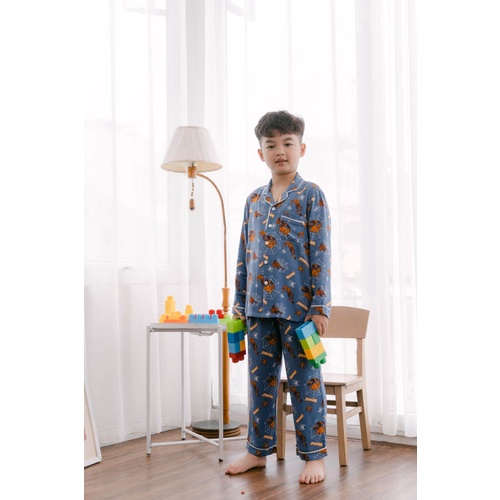 [Mã WABR1512 giảm 12% đơn 99k] Bộ pijama lanh bé trai quần dài, áo dài B70.2103 - Thời Trang Gia Đình VT