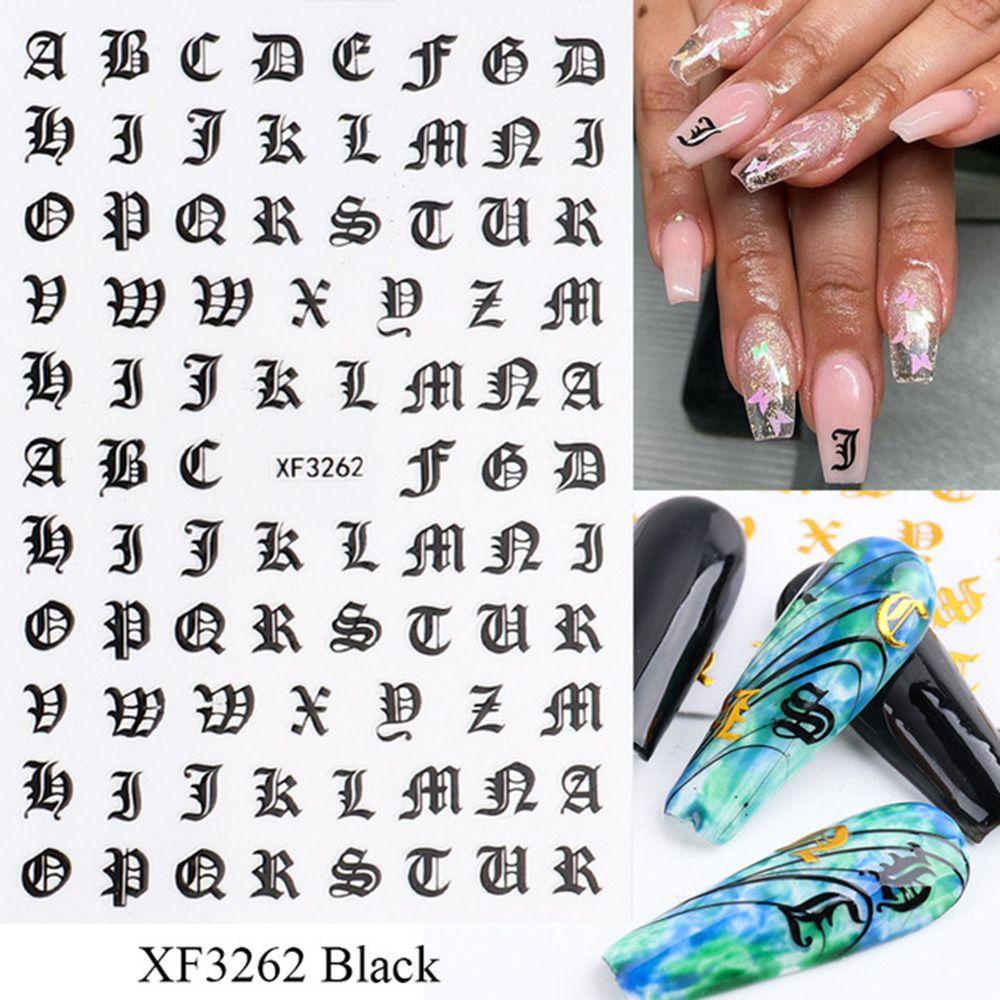 CACTU Miếng Dán Móng Tay In Chữ Tiếng Anh Màu Laser DIY|Decal Dán Trang Trí Xe Hơi