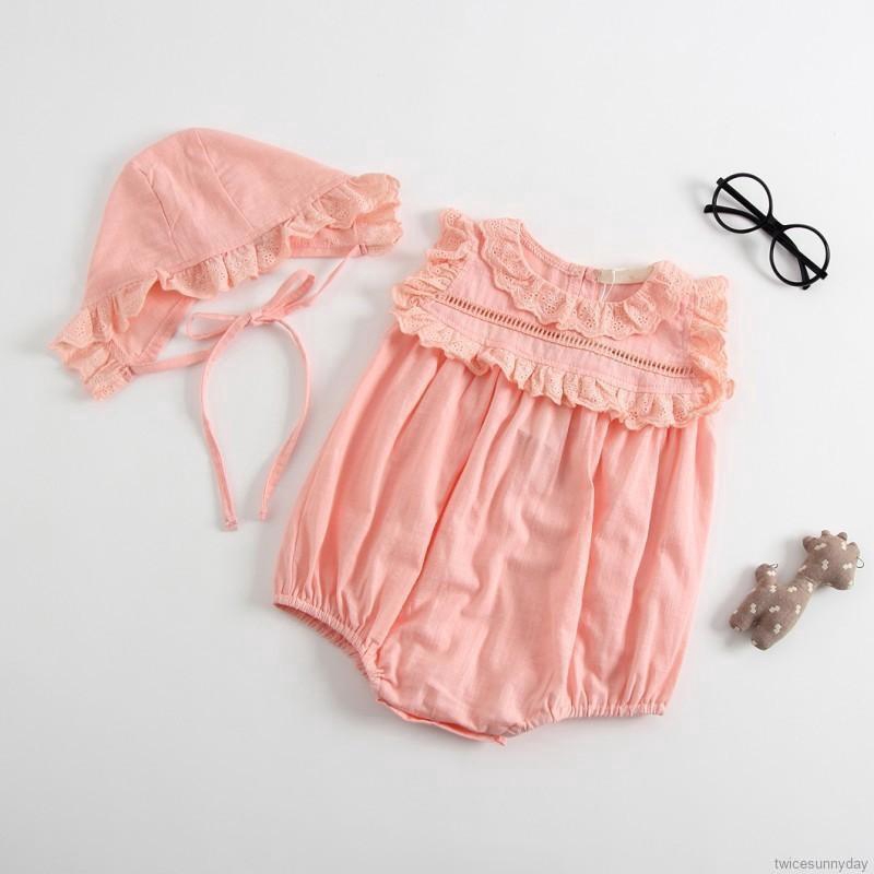 ☀ sunny ღ Bộ áo liền quần phối ren dễ thương cho bé gái