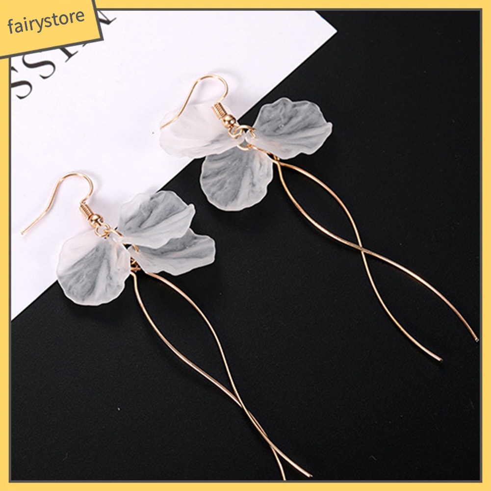 Bông Tai Dáng Dài Hình Hoa Thanh Lịch Cho Nữ