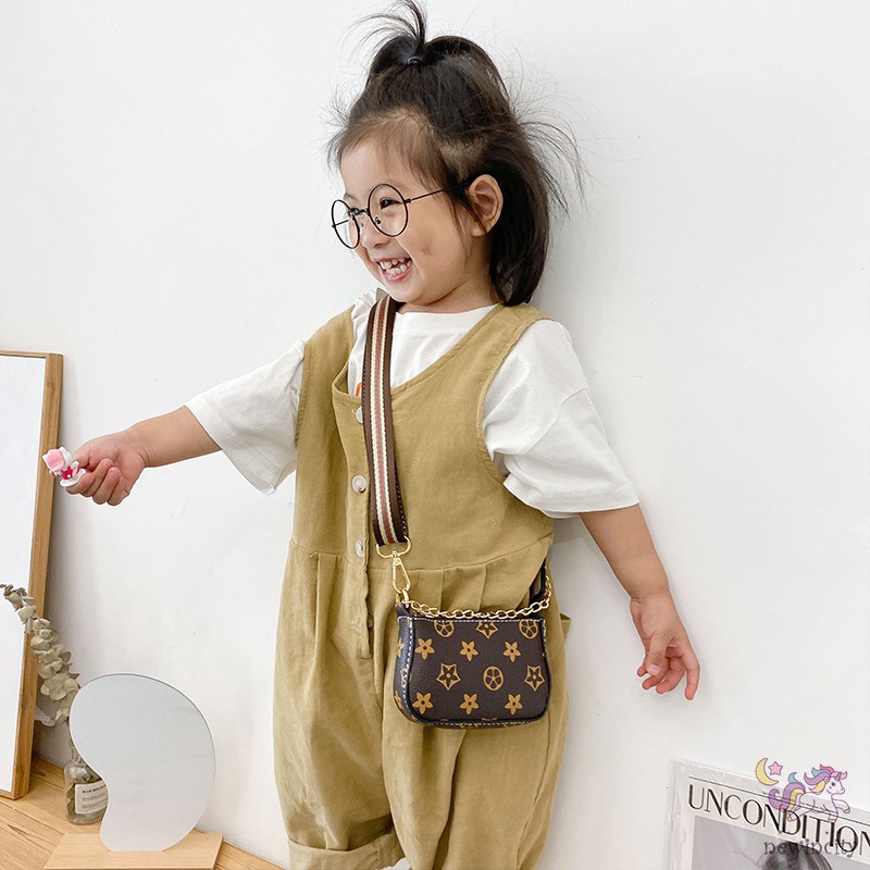 Túi xách đeo vai in họa tiết thời trang Hàn Quốc cổ điển cho trẻ em