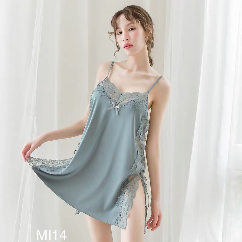Váy Ngủ Sexy Lụa Satin 2 Dây 💗 FREESHIP 💗 Đẹp Gợi Cảm Xẻ Sườn MIA BRA M14 | BigBuy360 - bigbuy360.vn