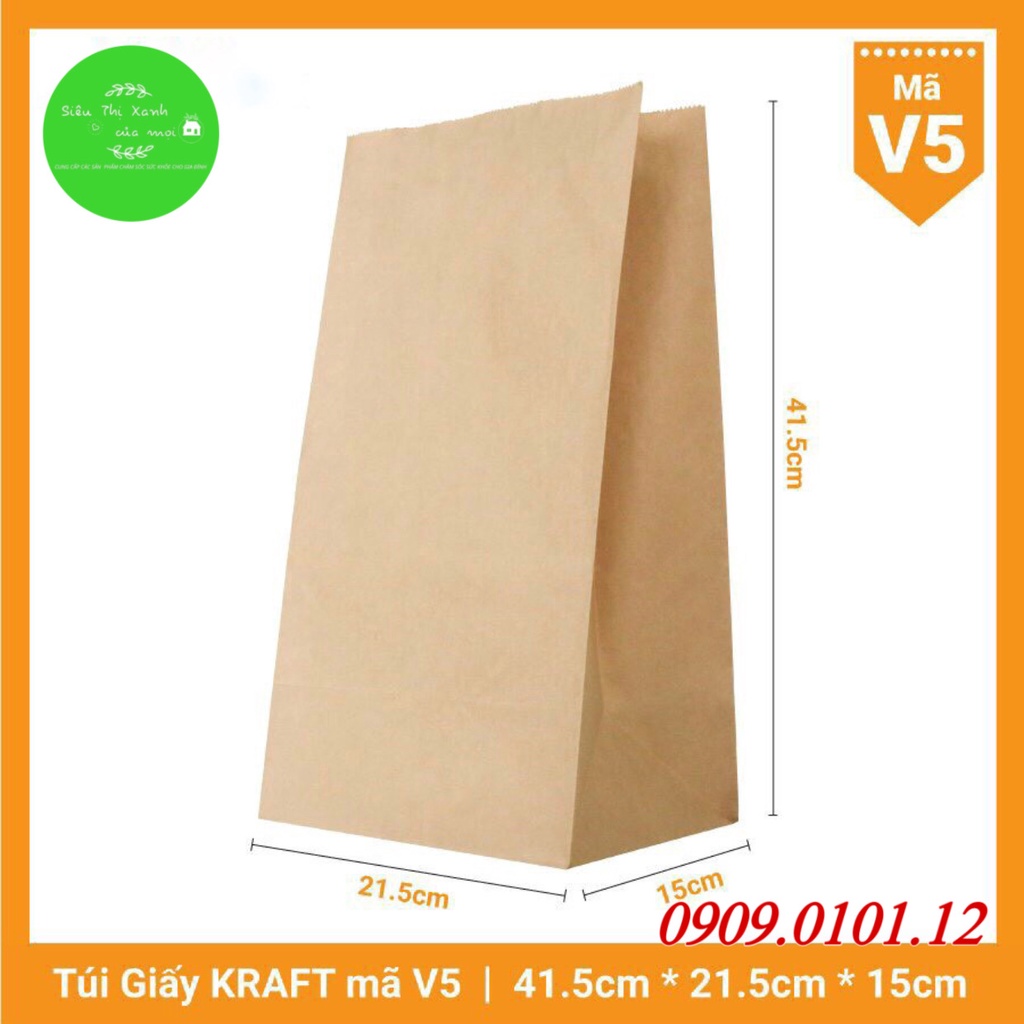 Túi kraft không quai cao cấp nhật bản (100 cái), túi giấy xi măng đựng thực phẩm bảo vệ môi trường