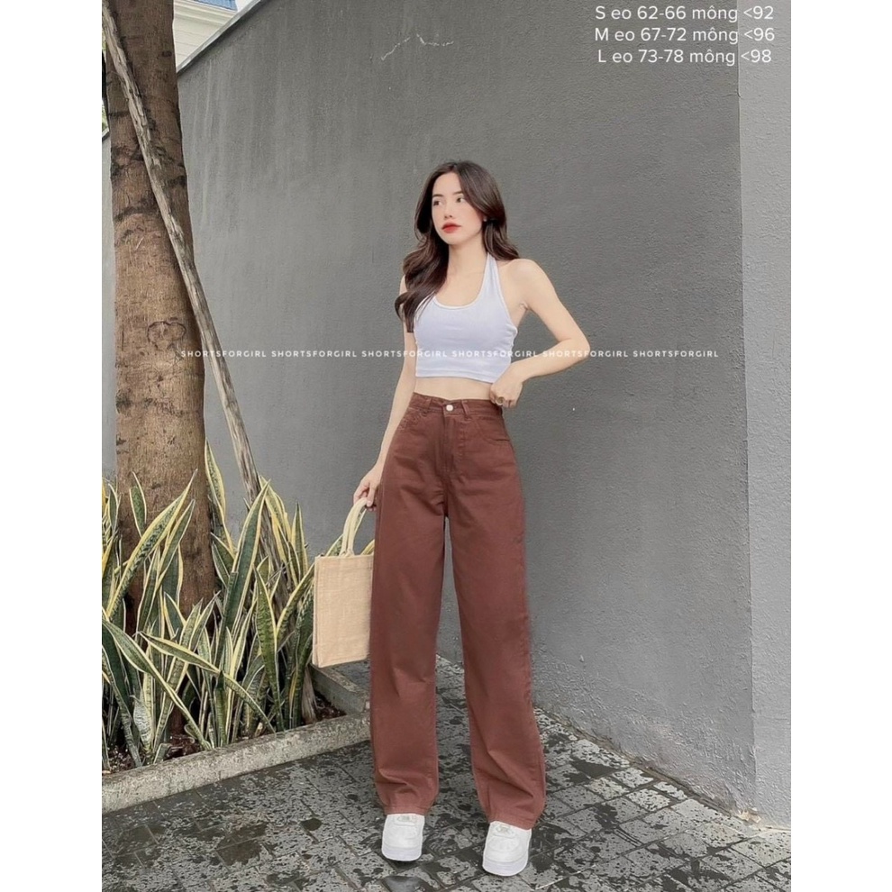 quần jeans ống đứng dáng xuông màu nâu hotrend 2022 Q680 SUTANO