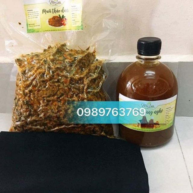 Combo 1kg muối thảo dược, đai, 0.5l cốt gừng nghệ gấc