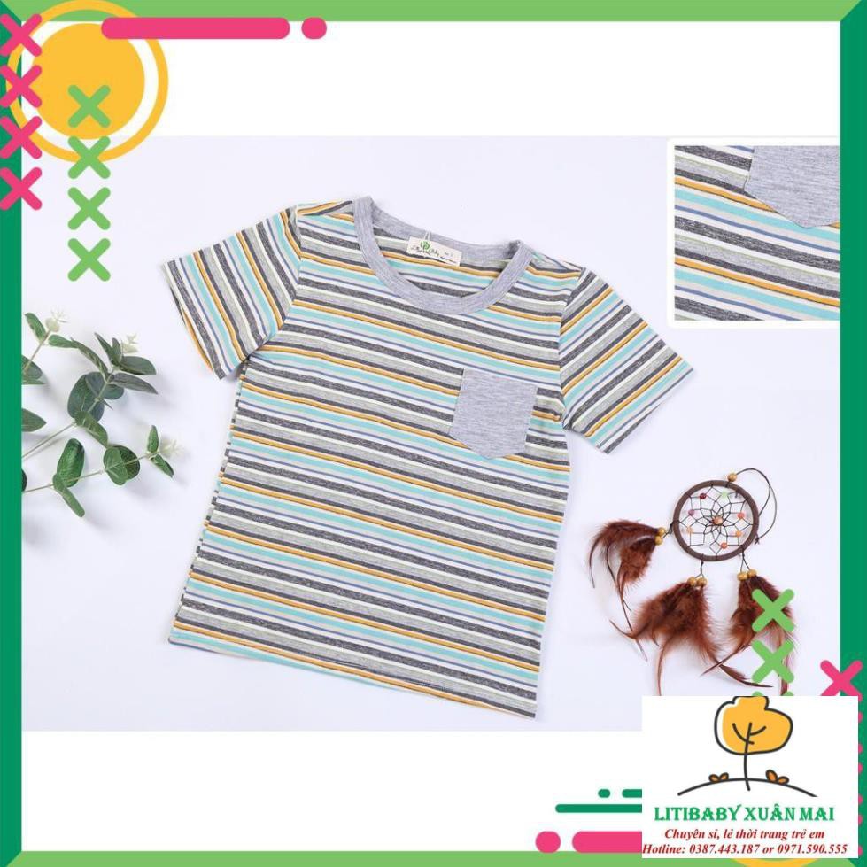 Hàng Hè 2020: Áo kẻ bé trai thương hiệu Litibaby size 1-8T, dành cho bé từ 9 -25kg.