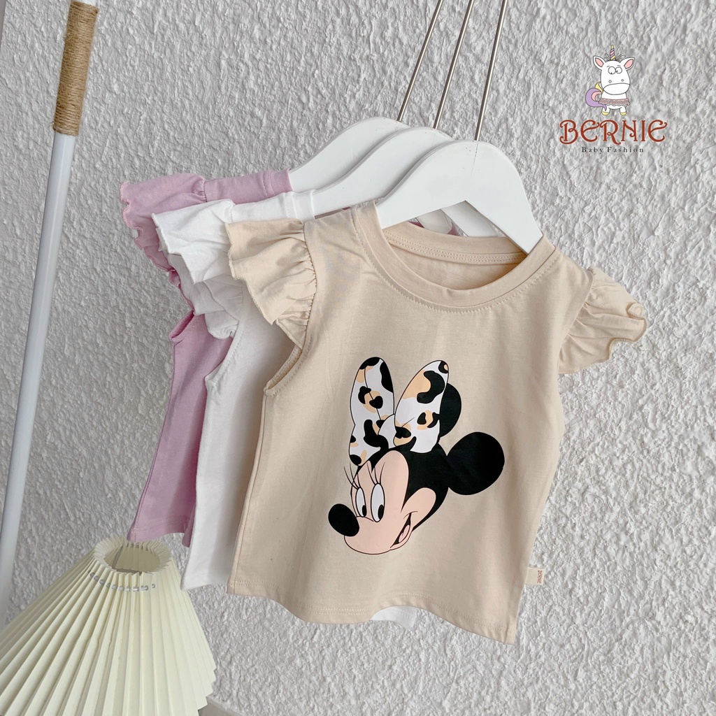 Bộ cotton cộc tay hoạ tiết micky bé gái, bộ thun mùa hè mềm mát cho bé