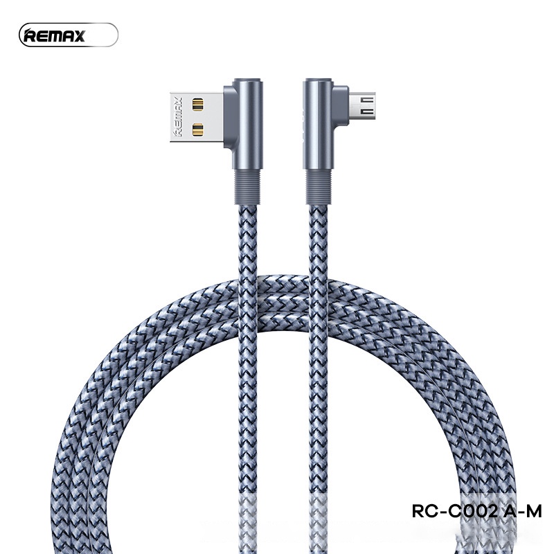 Cáp Sạc Điên Thoại Chuyên Chơi Game Cổng Micro USB Remax RC-C002A-M Cổng Gập 90 Độ Dòng Sạc 2.1A Truyền Dữ Liệu 480Mbs