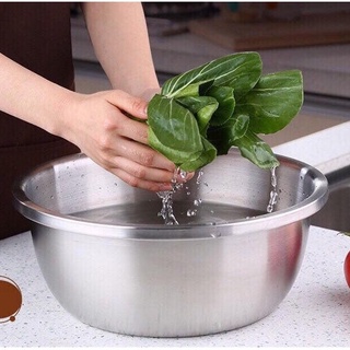 Thau inox lòng sâu hàng cao cấp dày dặn đẹp sang trọng - 28cm
