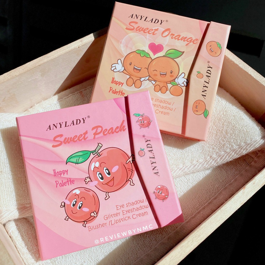 Phấn bóp trang điểm đa năng Happy Palette Sweet cam đào siêu dễ thương