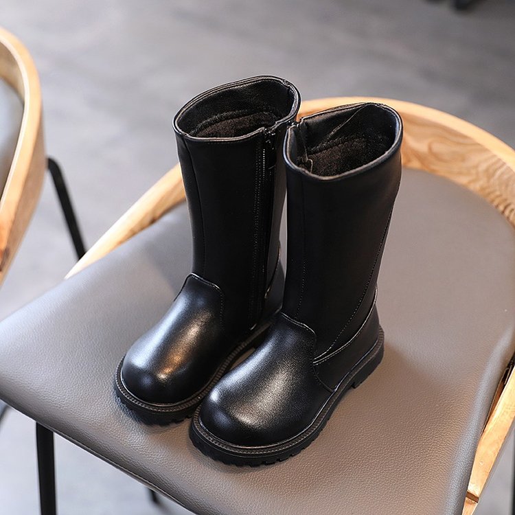 Giày boot da mềm cổ cao thời trang cá tính cho bé gái