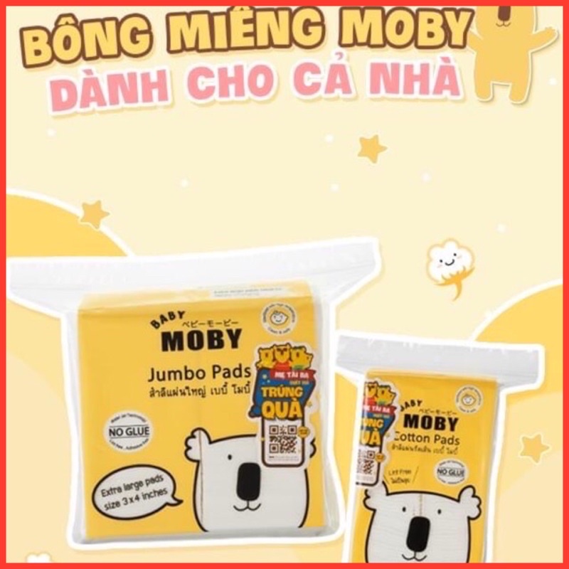 Bông miếng moby baby cỡ lớn/cỡ nhỏ (100 tờ)