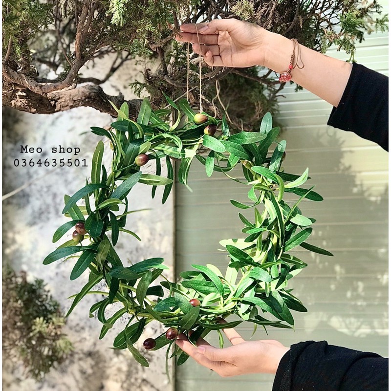 Vòng Nguyệt quế lá oliu handmade đường kính 30cm